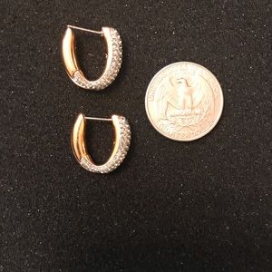 Swarovski gold-tone and gray pave hoop earrings